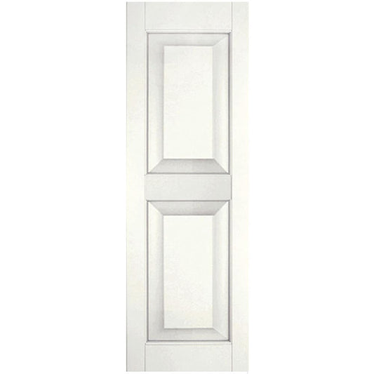 Ekena Millwork 12-in W x 29-in H White Paintable/Stainable Raised panel Wood Exterior Shutters ( 2 -Pack )