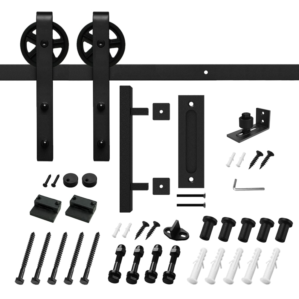 Clihome 78-in Matte Black Indoor/Outdoor J-strap Single Barn Door Hardware Kit HL-U2030105400