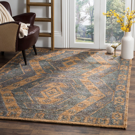 Safavieh Organica Zion 8 x 10 (ft) Jute Slate/Natural Rectangular Indoor Abstract Area rug
