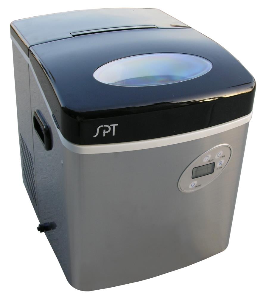 SPT 35-lb Countertop or Portable Bullet Ice Maker (Stainless Body, Black Lid)