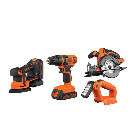 BLACK+DECKER 20-volt Max 4-Tool Power Tool Combo Kit (2-Batteries Included and Charger Included) BD4KITCDCMSL