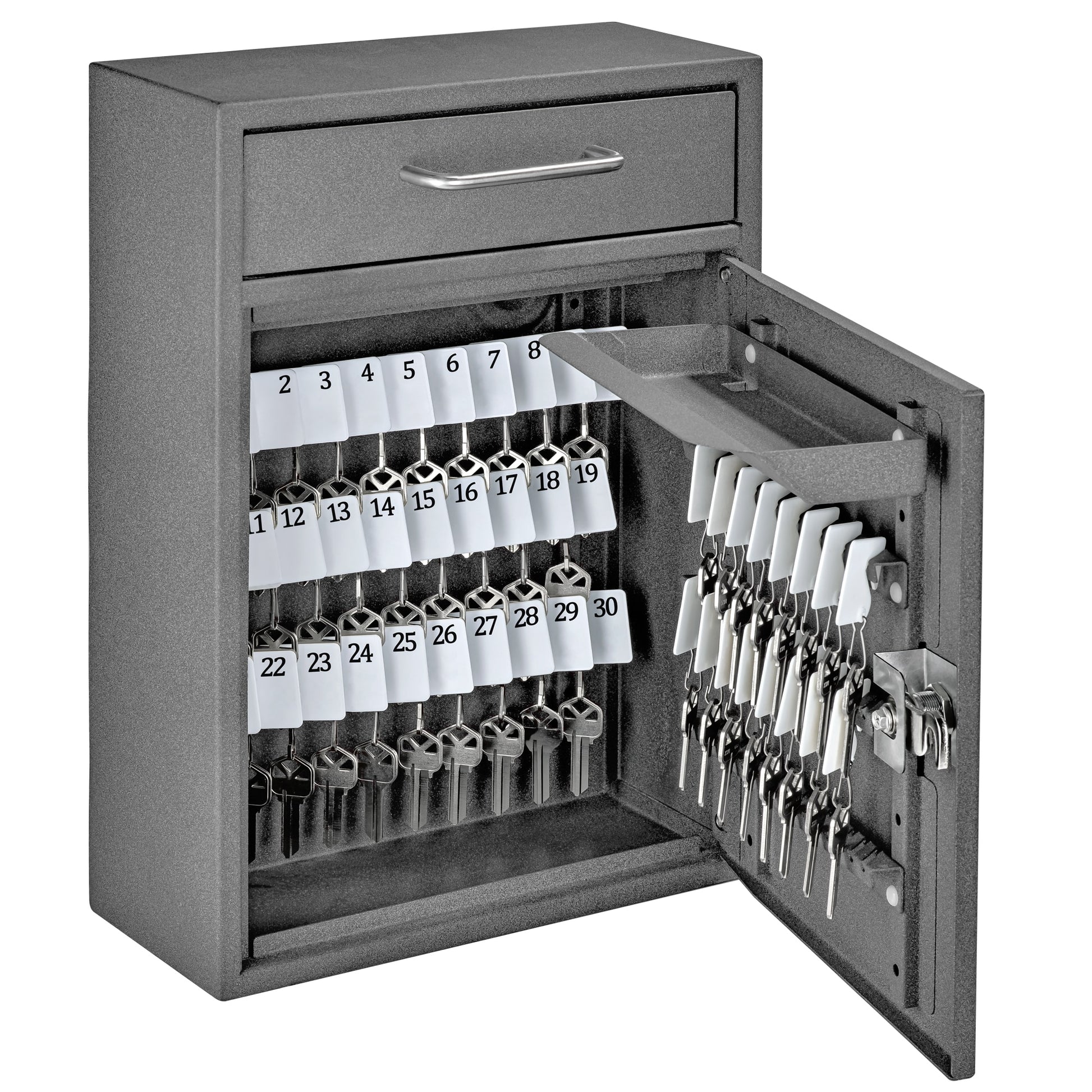 Mail Boss Key Boss High Security Locking Key Cabinet Granite Drop Box - Wall Mount Key Safe, Gray, Keyed Lock 8150