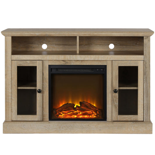 Ameriwood Home 47.24-in W Weathered Oak TV Stand with Fan-forced Electric Fireplace 1764196COM