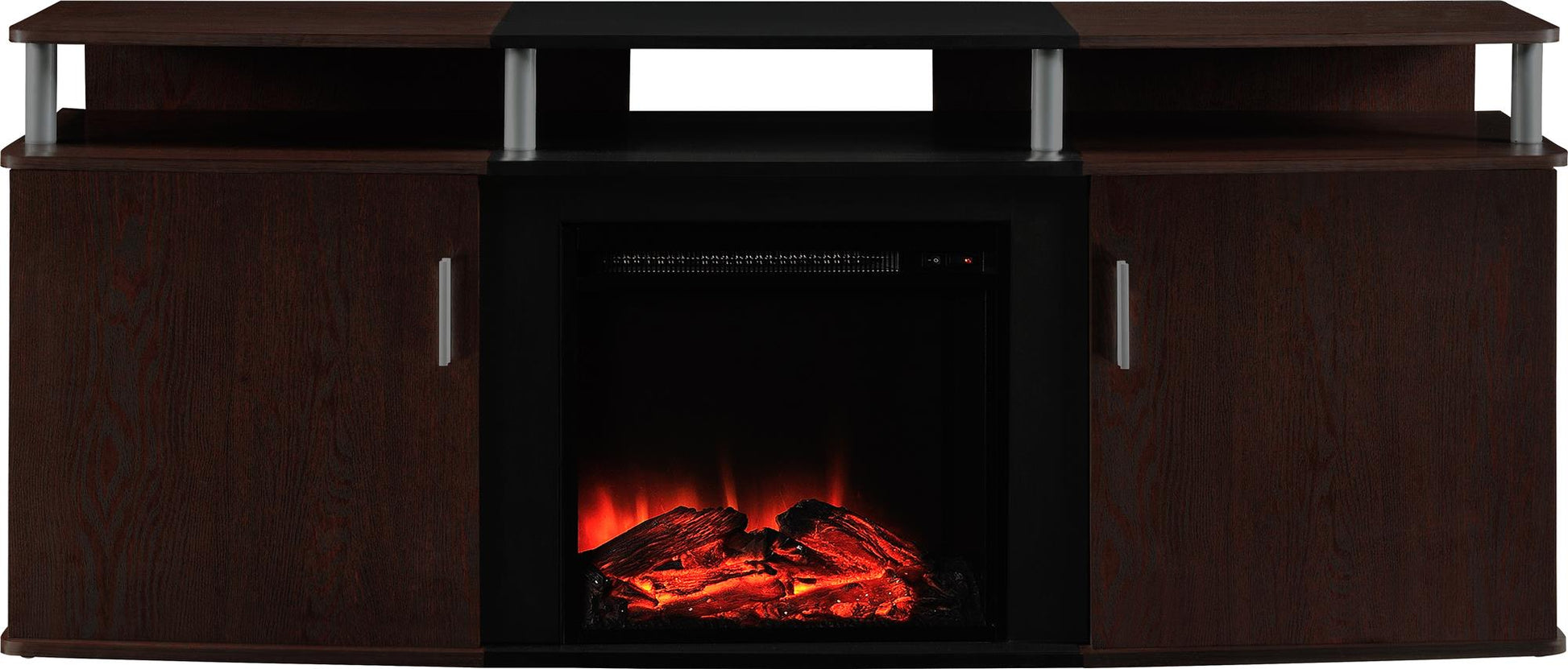 Ameriwood Home 63.1-in W Cherry TV Stand with Fan-forced Electric Fireplace 1766196PCOM