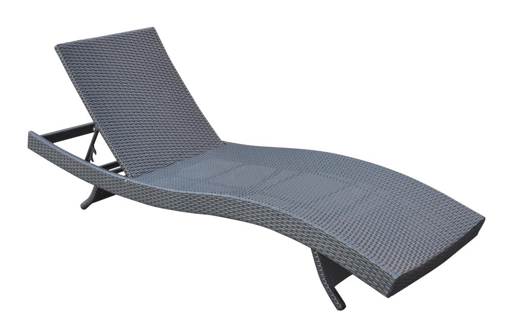 Armen Living Cabana Wicker Black Aluminum Frame Stationary Chaise Lounge Chair with Black Armen Living Woven Seat