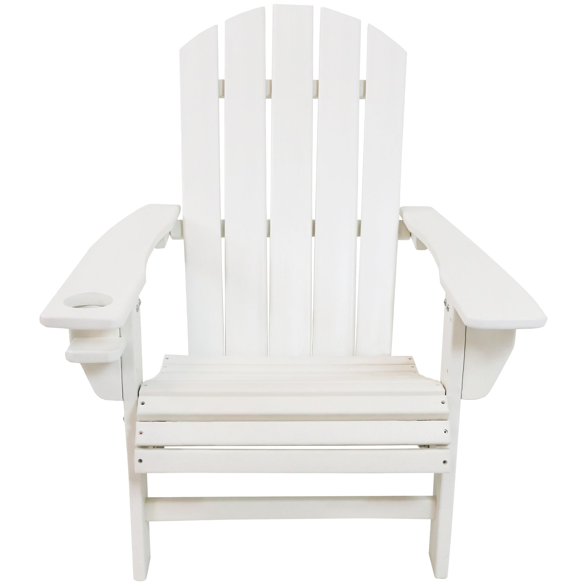 Sunnydaze Decor White Hdpe Frame Stationary Adirondack Chair with Slat Seat