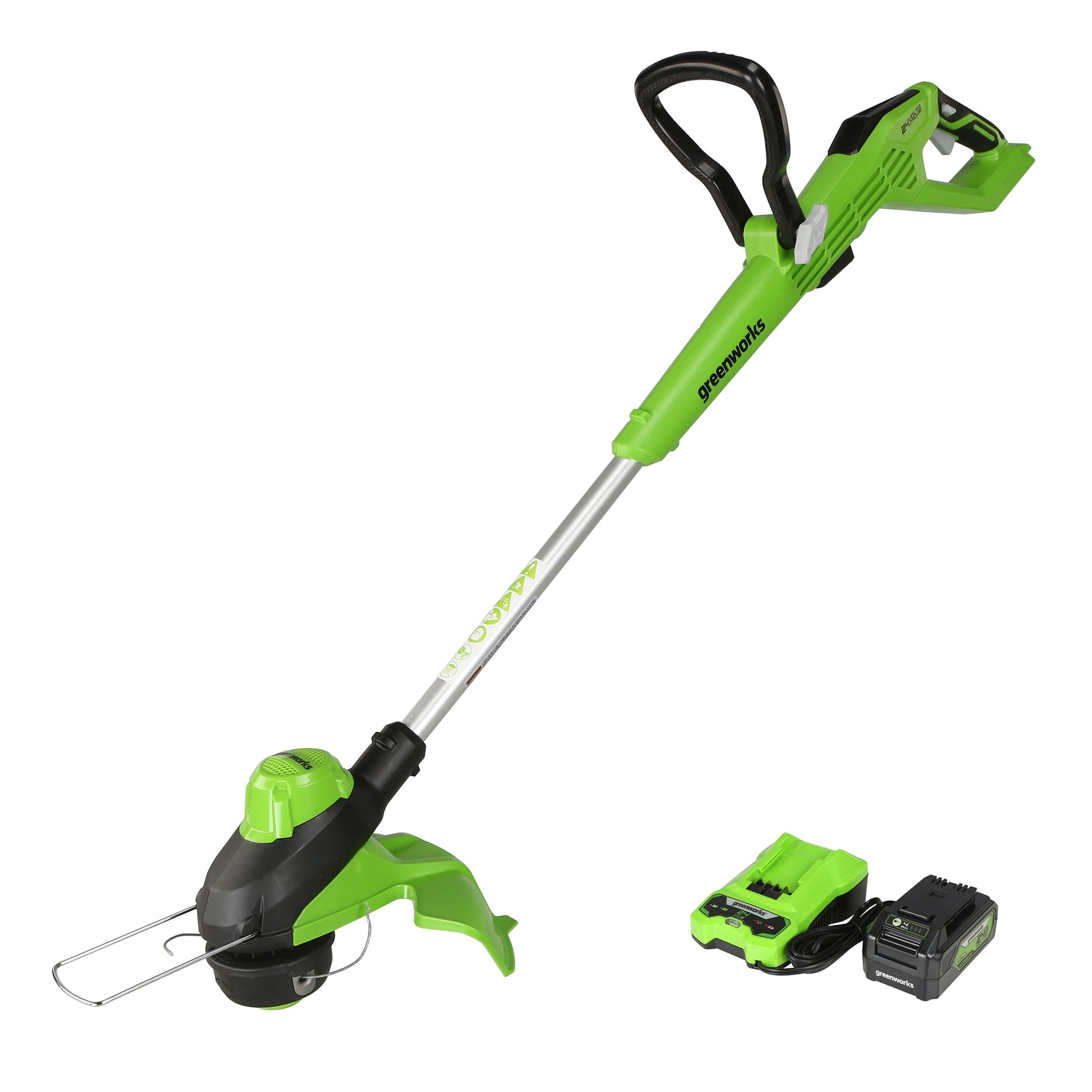 Greenworks 24-volt 13-in Telescopic Shaft Battery String Trimmer 4 Ah (Battery and Charger Included) ST24L410