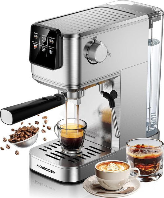 20 Bar Espresso Coffee Machine with Rapid Cold Brew Technology, Touch Screen Control, Compact Water Tank, Ideal for Lattes, Cappuccinos, Americano, Home & Office Use