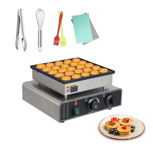 25Pcs Mini Dutch Pancake Maker, Commercial Electric Nonstick Pancake Maker Machine With 1.8" and 50-300℃ Separate Control, Diameter Mini Muffin Maker for Snacks, Desserts