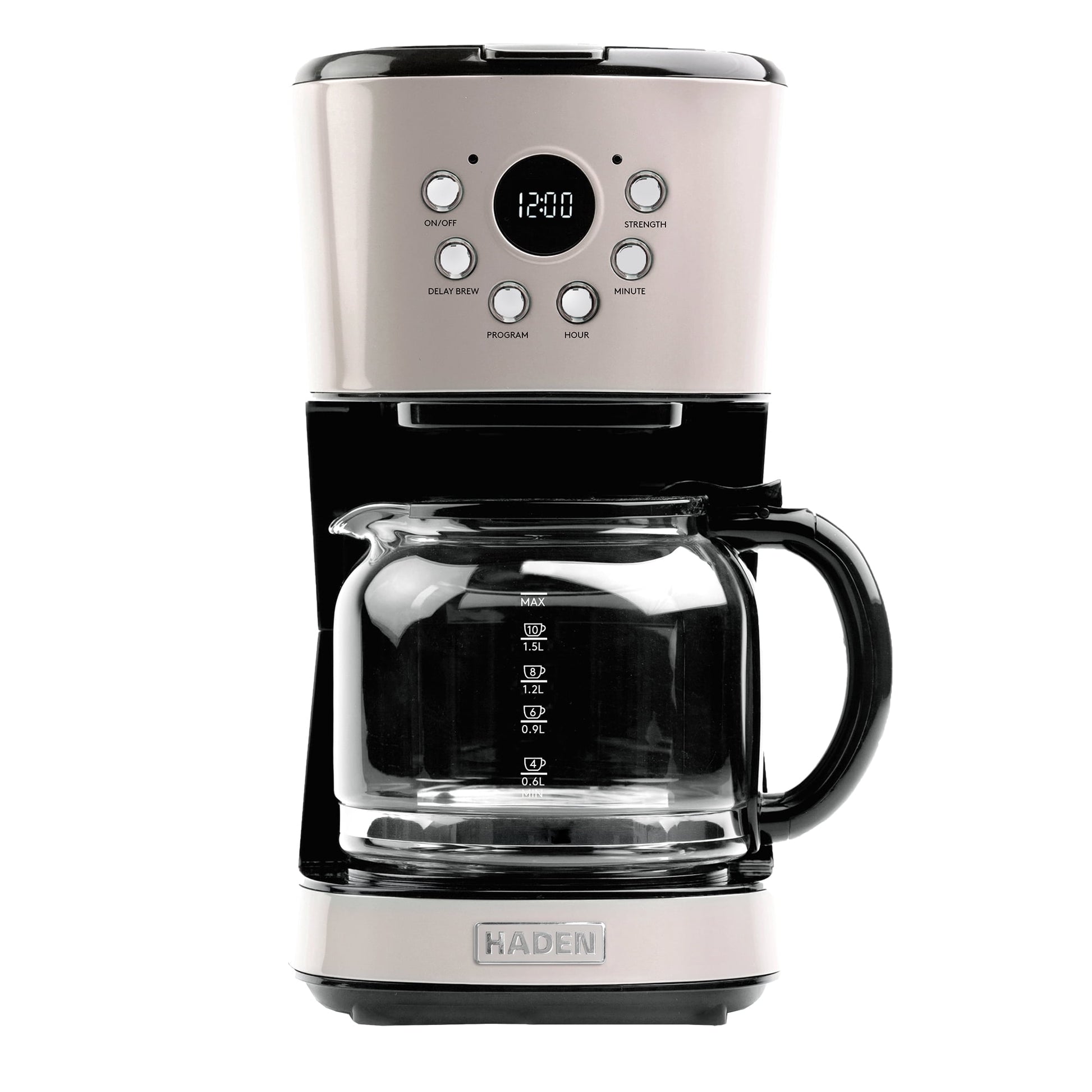 Open Box Haden Coffee Machine 12 Cup Programmable Drip CoffeeMaker Putty/Chrome