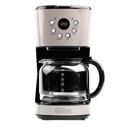 Open Box Haden Coffee Machine 12 Cup Programmable Drip CoffeeMaker Putty/Chrome