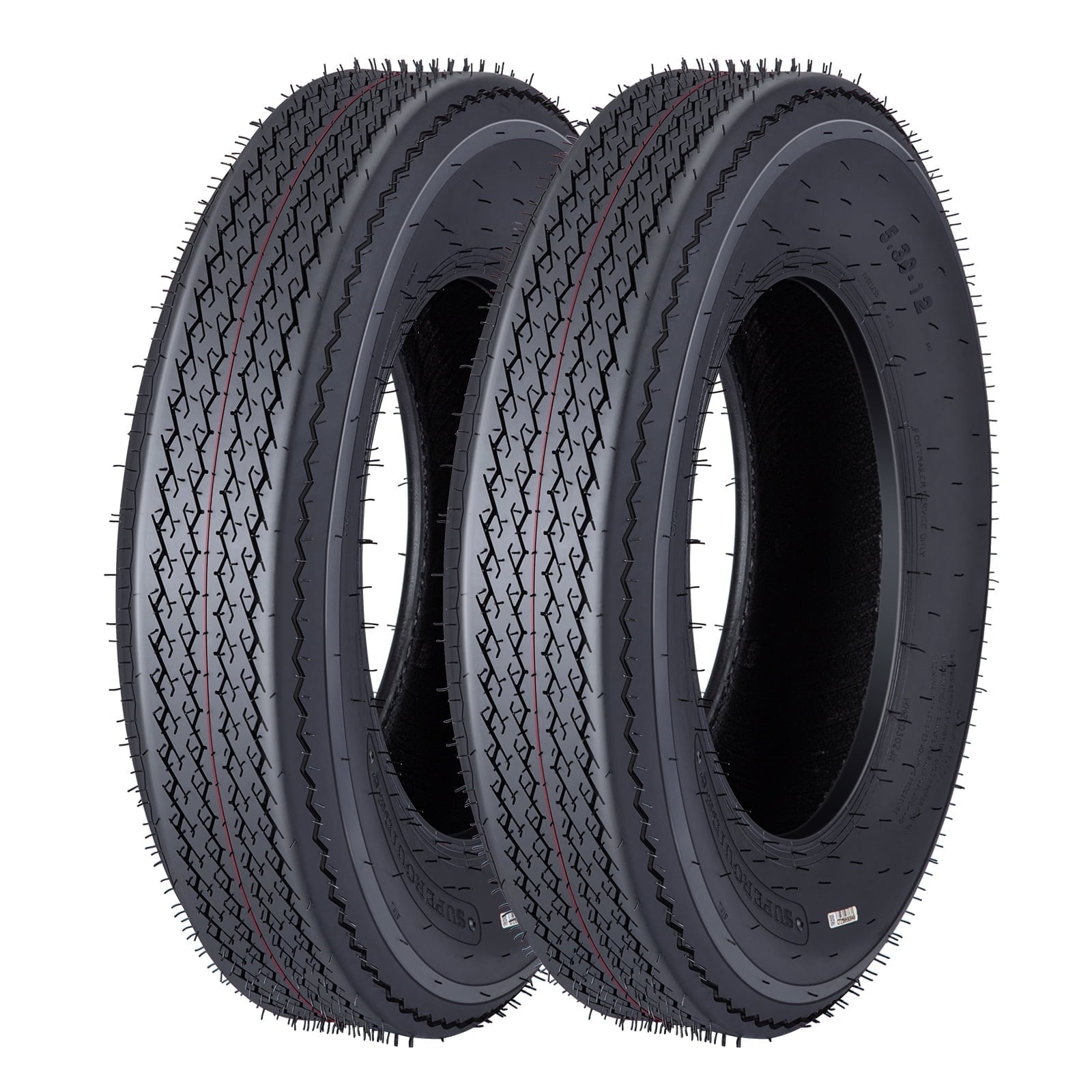 2PCS WhizMax Trailer tire, 5.30-12 rubber RV trailer tire, load range C, 6PR