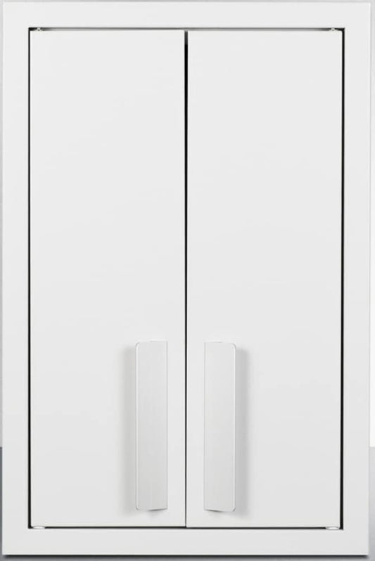 Summit Appliance CAB1218TALLWH 12" Wide Wall Cabinet with Powder Coated Metal Construction in a White Finish with Two Shelves, French Doors, and Angled Steel Handles
