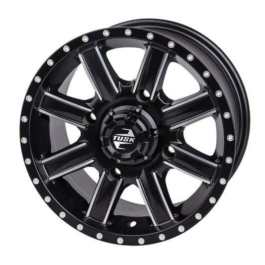 4/156 Tusk Cascade Wheel 14x7 5.0 + 2.0 Machined/Black For POLARIS SPORTSMAN 500 4X4 1996-2006