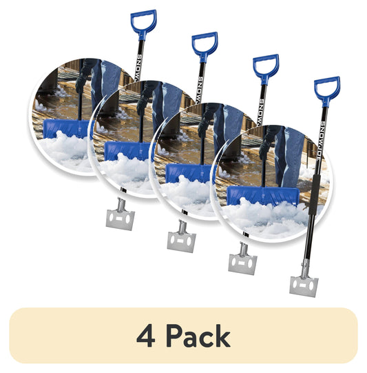 (4 pack) Snow Joe 2-in-1 24" Snow Pusher + Ice Chopper, Poly Blade