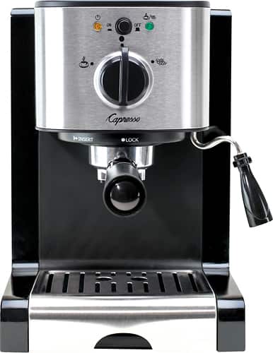 Capresso - EC100 Espresso Machine with 15 bars of pressure, Milk Frother and Thermoblock heating system - Black/Stainless Steel