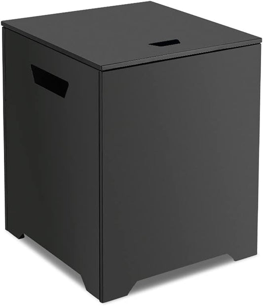 CAMPLUX Propane Tank Cover Table, 20 LB Propane Tank Storage Box, Stainless Steel 15.7” Outdoor Cylinder Hideaway Table for Gas Fire Pit and Gas Griddle, Black