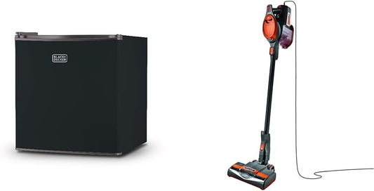 BLACK+DECKER BCRK17B Compact Refrigerator Energy Star Single Door Mini Fridge with Freezer & Shark HV301 Rocket Ultra-Light Corded Bagless Vacuum for Carpet and Hard Floor Cleaning