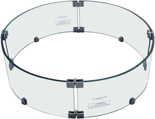 Elementi Outdoor Lunar Bowl Fire Tempered Glass Round 30 x 30 x 7 inches Heavy Duty Firepit Table Accessory Wind Screen, Clear (Model: Lunar Bowl Fire Table Wind Screen)