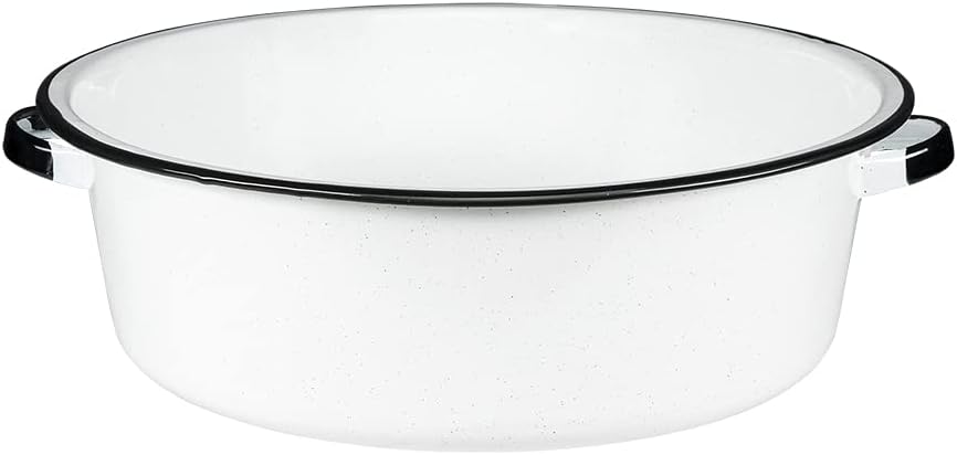 Granite Ware Enamel on Steel Dish Pan, 15-Quart Capacity - Sturdy Side Handles for Easy Lifting - Versatile for Boiling, Canning, Preparing Large Batches of Meals (Speckled White)