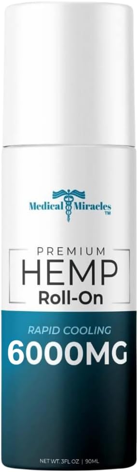 Medical Miracles| New Hemp Oil Roll On - Ideal Relief for Muscles, HIPS, Joints, Neck, Back, Elbows, Fingers, Hands, Knees| Made in USA (6000mg Roll-On)