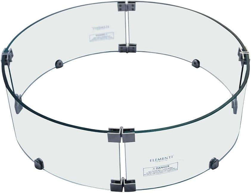 Elementi Outdoor Manchester Fire Pit Bowl Round Tempered Glass Wind Screen Firepit Spark Screen 25 x 25 Heavy Duty Firepit Accessories