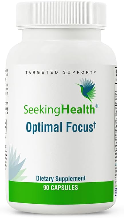 Seeking Health Optimal Focus, Stimulant-Free and Caffeine-Free Nootropic Support for Memory and Focus, with Choline, DHA from Algae, American Ginseng, Vegan and Vegetarian (90 Capsules)