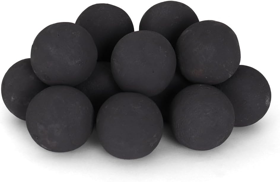 Blue Ridge Brand Ceramic Fire Balls - Uniform 3" Lava Rock for Fire Pits - Propane & Gas Fire Pits and Fireplace - Ceramic Spheres for Outdoor and Indoor Use - Natural Lava Stones (30 Pack, Black)