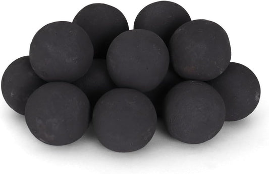 Blue Ridge Brand Ceramic Fire Balls - Uniform 3" Lava Rock for Fire Pits - Propane & Gas Fire Pits and Fireplace - Ceramic Spheres for Outdoor and Indoor Use - Natural Lava Stones (30 Pack, Black)