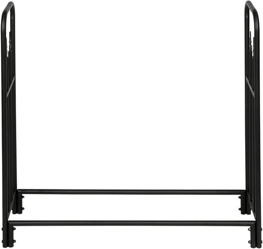 Firewood Holder Iron Fireplace Firewood Stand Rack Storage Shelf Black Sand Pattern Single Layer 44 Inches High with Arrow Style Indoor/Outdoor Firewood Rack