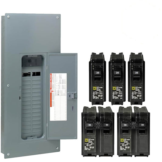 Square D Homeline 200-Amp 30-Spaces 60-Circuit Indoor Main Breaker Plug-on Neutral Load Center (Value Pack) HOM3060M200PCVP