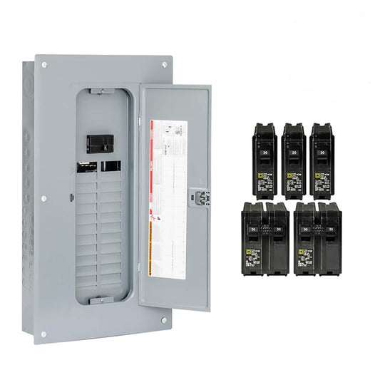 Square D Homeline 100-Amp 24-Spaces 48-Circuit Indoor Main Breaker Plug-on Neutral Load Center (Value Pack) HOM2448M100PCVP