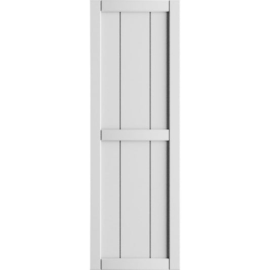 Ekena Millwork 16.125-in W x 63-in H White Paintable/Stainable Board and batten Framed Exterior Shutters ( 2 -Pack )