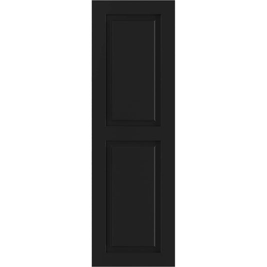 Ekena Millwork 18-in W x 34-in H Black Raised panel Exterior Shutters ( 2 -Pack )