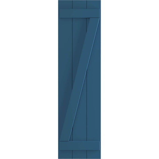 Ekena Millwork 16.125-in W x 45-in H Sojourn Blue Board and batten Z-bar Exterior Shutters ( 2 -Pack )