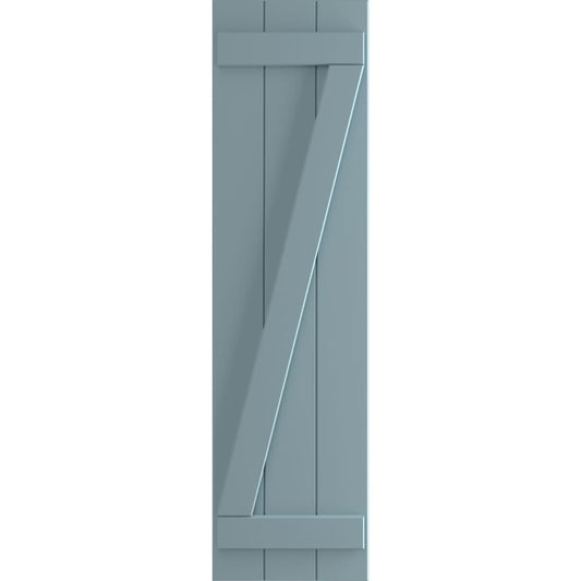 Ekena Millwork 16.125-in W x 42-in H Peaceful Blue Board and batten Z-bar Exterior Shutters ( 2 -Pack )