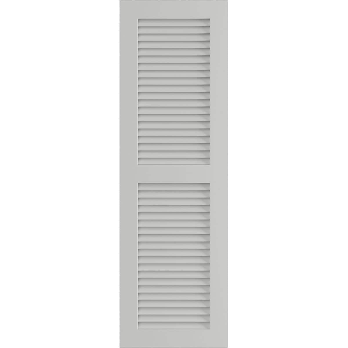 Ekena Millwork 12-in W x 75-in H Hailstorm Gray Louvered Exterior Shutters ( 2 -Pack )
