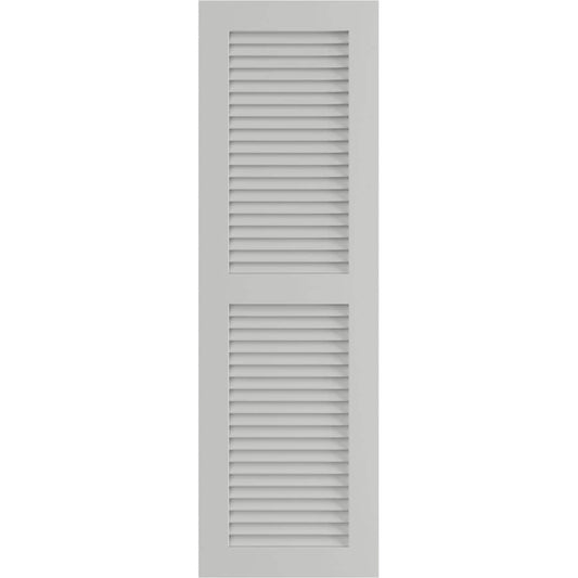 Ekena Millwork 12-in W x 75-in H Hailstorm Gray Louvered Exterior Shutters ( 2 -Pack )