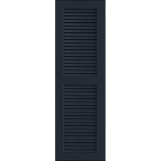 Ekena Millwork 12-in W x 73-in H Starless Night Blue Louvered Exterior Shutters ( 2 -Pack )