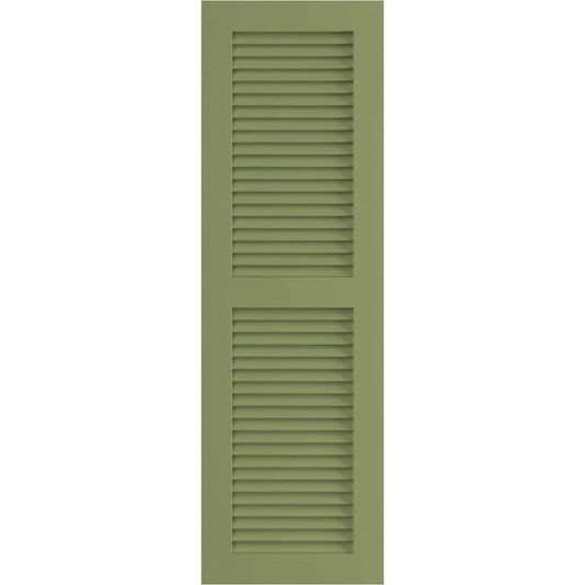 Ekena Millwork 15-in W x 50-in H Moss Green Louvered Exterior Shutters ( 2 -Pack )