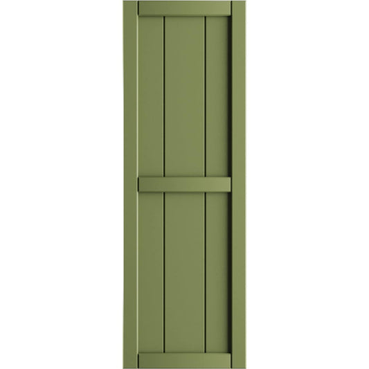 Ekena Millwork 21.5-in W x 55-in H Moss Green Board and batten Framed Exterior Shutters ( 2 -Pack )