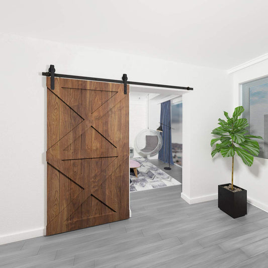 Clihome Matte Black Indoor/Outdoor J-strap Single Barn Door Hardware Kit X0028TZRIR-LTC