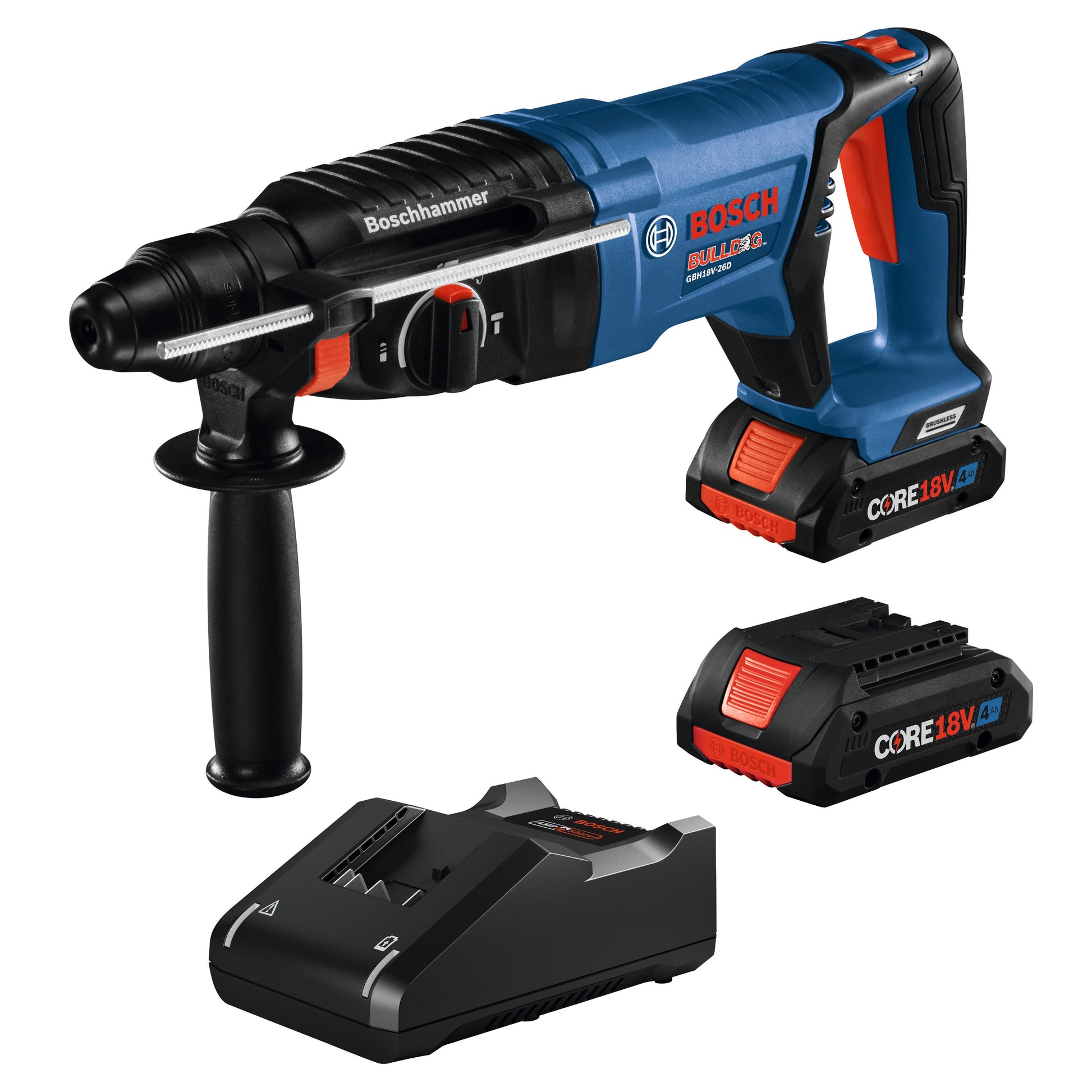 Bosch Bulldog 18-volt 4-Amp 1-in Sds-plus Variable Speed Cordless Rotary Hammer Drill (2-Batteries Included) GBH18V-26DK25