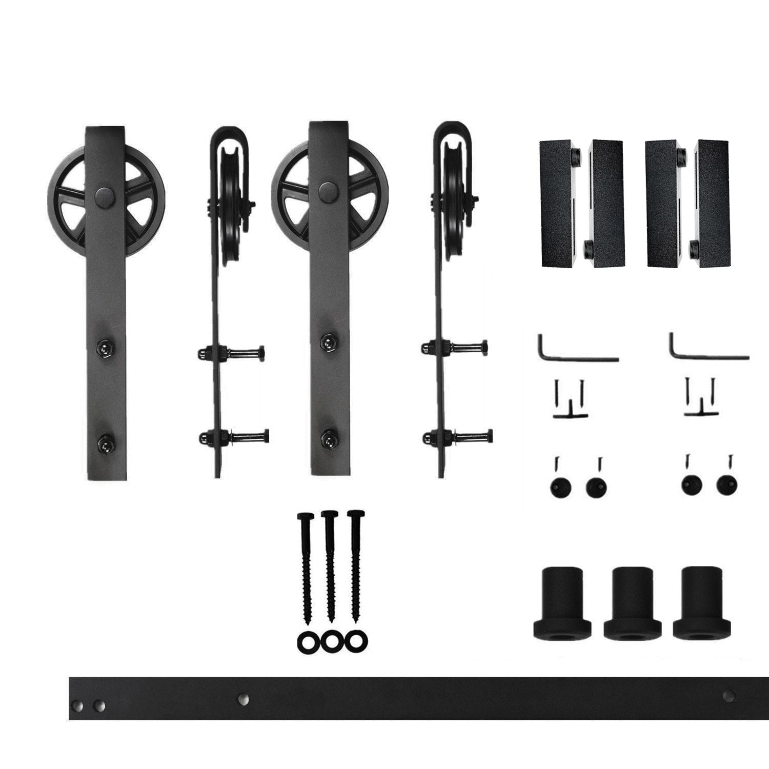 HOMACER 48-in Rustic Black Indoor Spoke Wheel Double Barn Door Kit HL2TGH048C