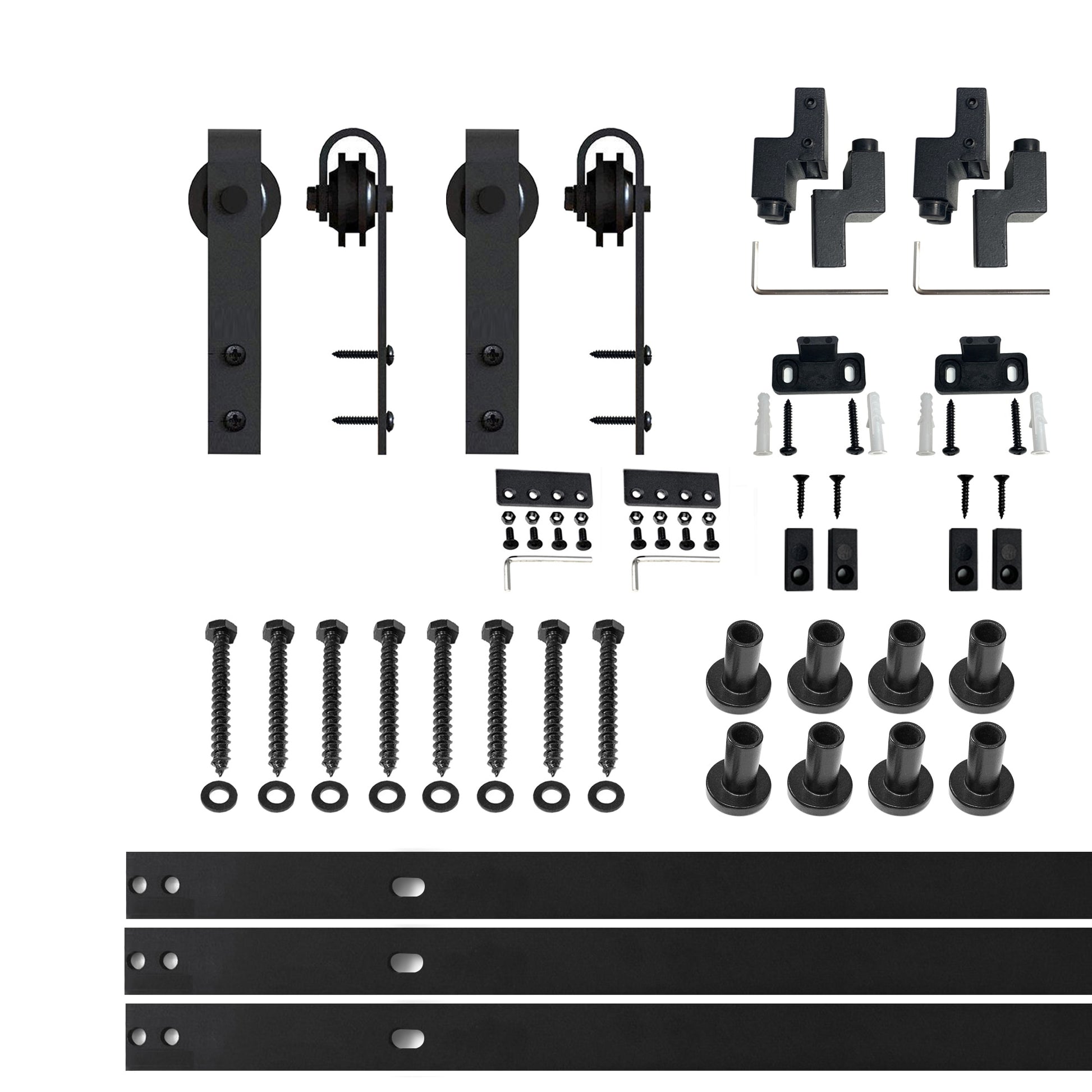 HOMACER 114-in Rustic Black Indoor J-strap Single Barn Door Hardware Kit YT2TGH114M