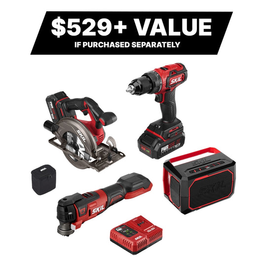 SKIL PWR CORE 20-volt 4-Tool Brushless Power Tool Combo Kit (2-Batteries Included and Charger Included) CB7440-21