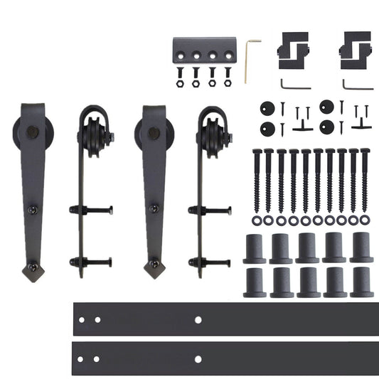 HOMACER 156-in Rustic Black Indoor Arrow Double Barn Door Kit JT2TGH156C