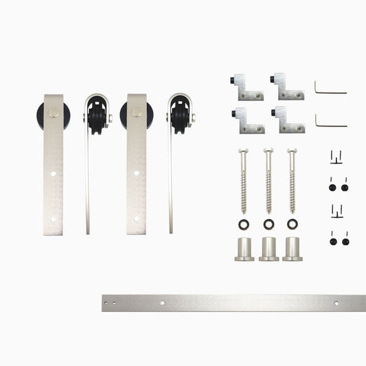 HOMACER 48-in Brushed Nickel Indoor J-strap Double Barn Door Hardware Kit YT2DNZ048C