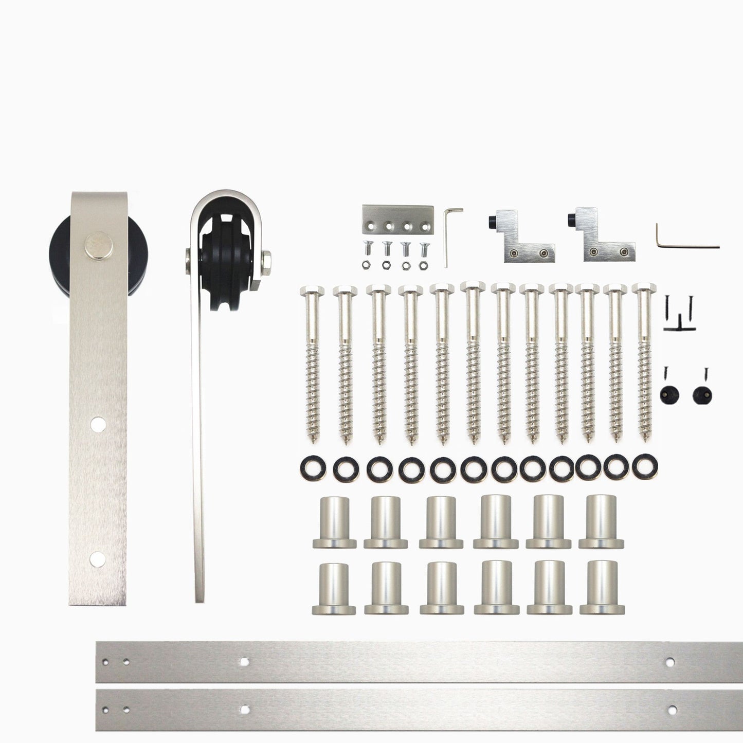 HOMACER 180-in Brushed Nickel Indoor J-strap Single Barn Door Kit YT1DNZ180C