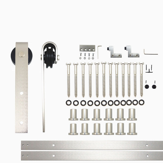 HOMACER 180-in Brushed Nickel Indoor J-strap Single Barn Door Kit YT1DNZ180C